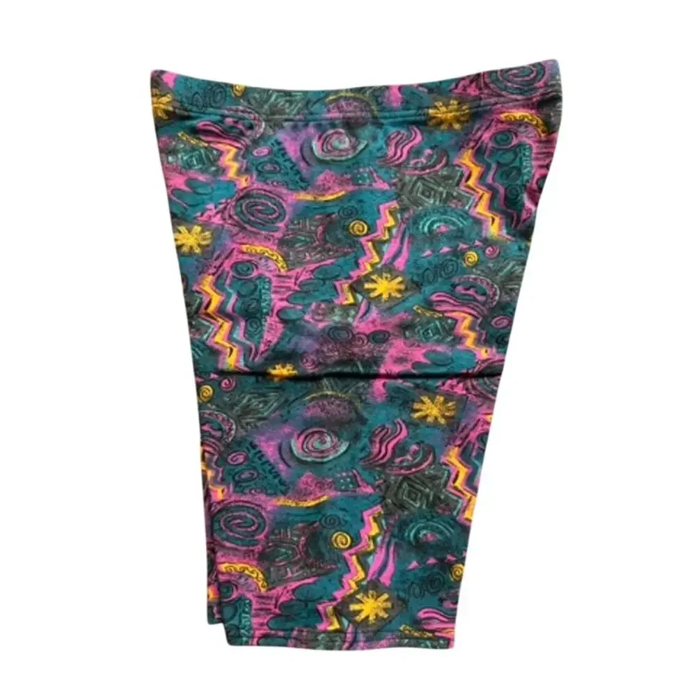 Vintage 80s 90s Tight End San Francisco Abstract Floral Bike Shorts Cotton M